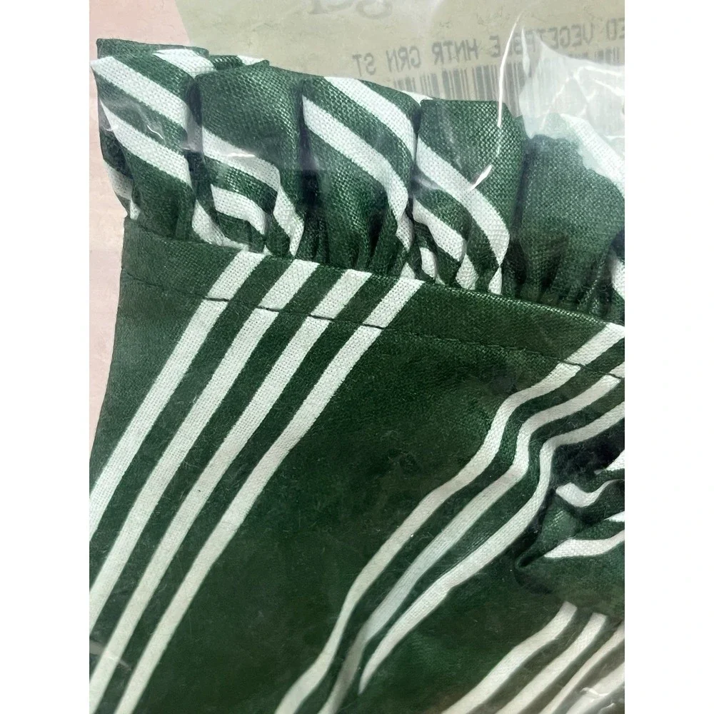 Longaberger Fabric Liner for Medium Vegetable Basket in Hunter Green‎ Stripe NEW